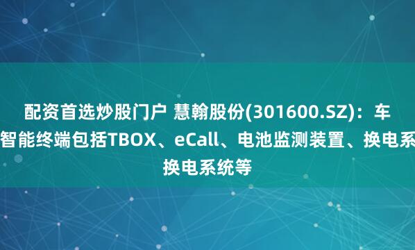 配资首选炒股门户 慧翰股份(301600.SZ)：车联网智能终端包括TBOX、eCall、电池监测装置、换电系统等